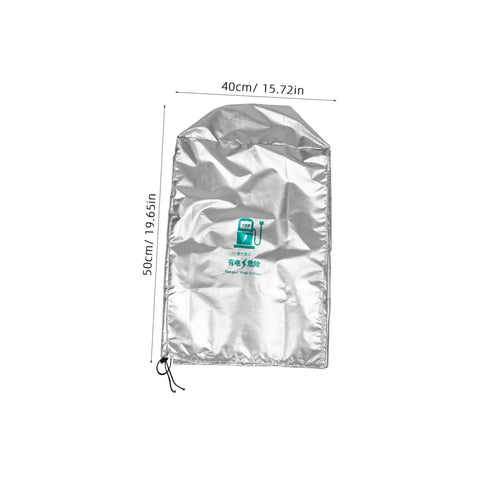 Rock Solid EV Wall Charger Cover Built To Crush Rain And UV Exposure Sleek Outdoor Shield, 50cm by 40cm, waterproof silver fabric.