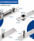 Heavy Duty Pivot Hinge Set With Magnetic Door Catch For Wood Doors And Secret Rooms Offering 360 Spin Capability And Stealthy Invisible Design built tough dimensions displayed.