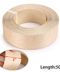 Maple Wood Veneer Edge Banding, 2 Inch By 50 Foot Roll, Preglued Iron On Edgebanding With Hot Melt Adhesive roll, close-up of width.