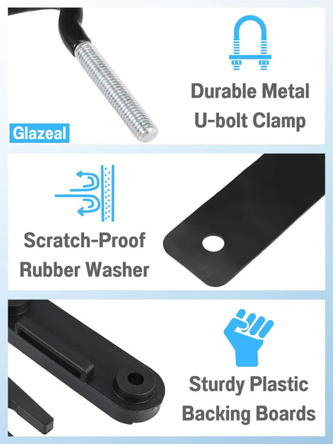 Four Pack Roof Box U Bolt Clamps Set With Eight Lock Nuts And Two Straps, 82mm Inside Width Car Van Roof Rack Mounting Kit details.