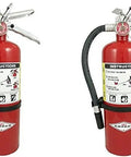 Rock Solid Five Pound Abc Dry Chemical Fire Extinguisher Set Of Five Heavy Duty 2A10BC Rated showing four red steel extinguishers.
