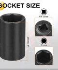 Durable 11mm Metric Shallow Socket With 6-Point Impact Design And Deep Chrome Vanadium Build Plus 1/4 To 2 Inch Hex Adapter Set For Tight Spots, 1/4 drive