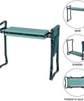 2 In 1 Garden Kneeler Bench With Tools Pouch Folding Garden Stool, foldable bench showing seat and kneeler positions.