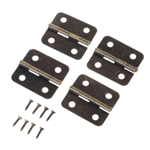 Sturdy Rotating Concealed Hinge Set 4 Pack 30x26mm Iron Vintage Style Furniture Hinges For Cabinets Drawers Jewelry Boxes With Screws