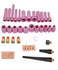 TIG Welding Nozzles 46 Piece Set For WP9 20 25 Series Torch Consumables With Collets And Accessories High Temperature Weld Tools