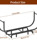 Curved Firewood Rack, 48-Inch Heavy Duty Log Holder For Indoor And Outdoor Use, shown with product dimensions.