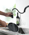 Black Kitchen Faucet With Magnetic Pull Down Sprayer High Arc Stainless Steel Design CUPC Ceramic Cartridge 10 Inch Deck Plate