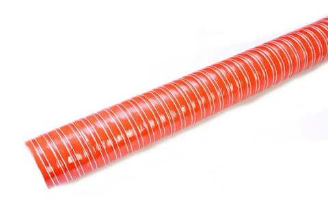 Red SCAT Flex Duct Silicone Impregnated Fiberglass With Steel Wire Reinforcement for Intake Cooling HVAC, 1m, 51mm ID, side view