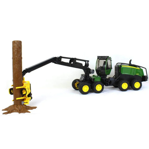 1:16 Scale Harvester Toy With Rotating Cab And Tree Trunk Access, Realistic Forestry Vehicle For Kids cutting tree, plastic windows.