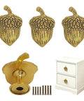Acorn Drawer Knobs 4 Pack Zinc Alloy Cabinet Knobs Vintage Hardware Antique Gold Finish for dressers and cupboards