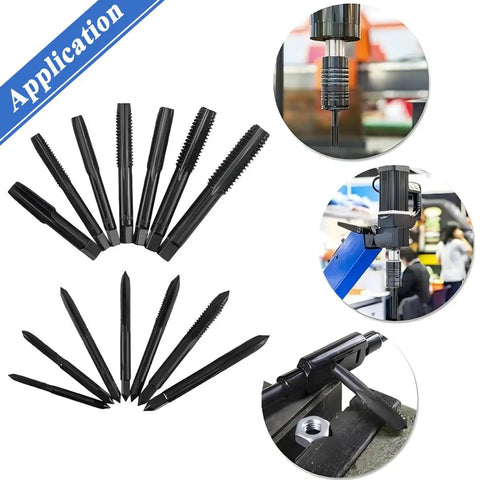 14 Piece Nitriding Coated Straight Flute Tap Set For American Thread Taps Machine Screw Tapping Tools with application views