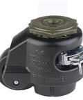 Heavy Duty Ratcheting Leveling Caster With Nylon Wheel And NBR Pad, Cast Aluminum Frame swivel caster, detailed view.