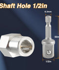 EVRBUL stainless steel trailer jack crank adapter with 1/2in socket; cordless drill adapter, two metal parts