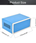 Heavy Duty Blue Metal Enclosure Box Built Tough For Diy Electronics Projects And Custom Circuit Housing With Zero Fuss Assembly And Scratch Resistant Finish, side view showing dimensions 170x130x80mm.