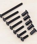 Top Shelf Heavy Duty 1/4-20 X 2 Inch Furniture Connector Bolts And Barrel Nuts Kit With Hex Key In Black 304 Stainless Steel, set of 10 bolts and nuts.