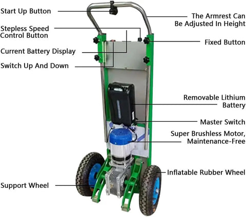 Heavy Duty Electric Stair Climber Hand Truck Workhorse For Moving Heavy Objects With Aluminum Alloy Frame Lightweight Yet Rugged S-shaped support arm, removable lithium battery, inflatable rubber wheels