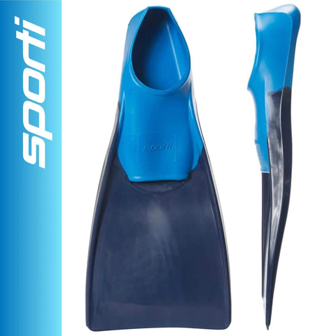 Floating Long-Blade Swim Fins For Training, Adult And Kids Flippers For Pool And Snorkeling, Navy Blue, Size M 13-14 And W 14-15