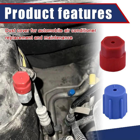 Hella Durable R134a AC Service Port Caps Set Of Ten Includes Five Red And Five Blue Valve Covers with seals on AC lines.