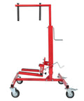 Heavy Duty Adjustable Car Door Installer And Remover Jack Lift Hoist With Swivel Base For Automotive Repair Shop Tools Fits Doors Up To 52 Inches Tall, red steel construction.