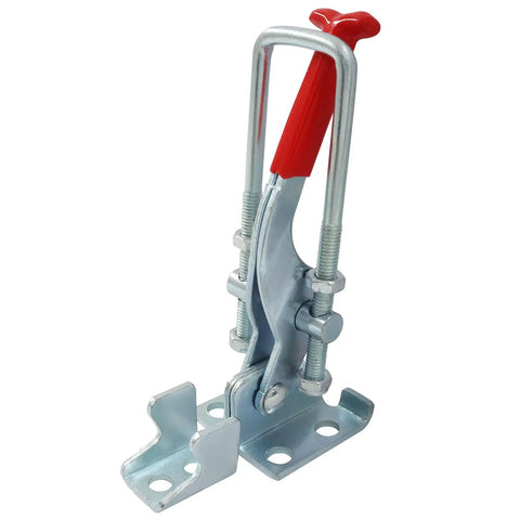 Two Pack Toggle Latch Clamp Set Heavy Duty Hasps With Adjustable Iron Latches, 700Lbs Holding Capacity, Anti Slip Grip, Silver Finish