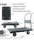 Heavy Duty Folding Platform Trolley On Wheels, Rugged Utility Cart, dimensions and details for home garage workshop use