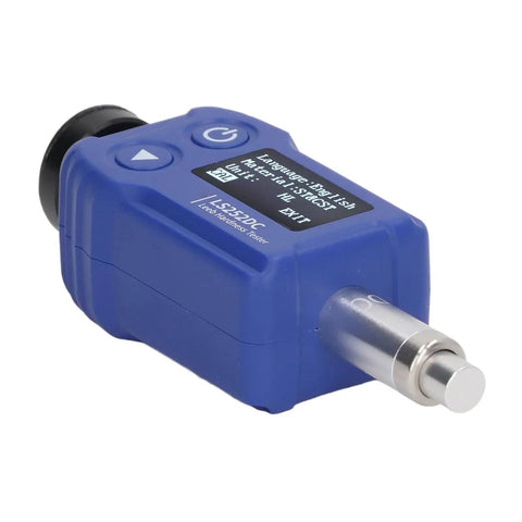 Heavy Duty Portable Digital Hardness Tester Featuring A Tungsten Carbide Impact Anvil And Built In Alloy Library For Quick Draw Testing and Rock Solid Knockout Accuracy Across All Metals in blue handheld design.