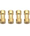 Brass motor shaft couplers with set screws, 3.17mm to 3.17mm, 4-pack for RC models.