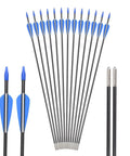 Recurve Bow Arrows 26 Inch Fiberglass Arrow Set With Blue And White Vanes For Target Practice Safety Glass For Youth Beginners Gals 12 Pack Great For Target Practice At The Range