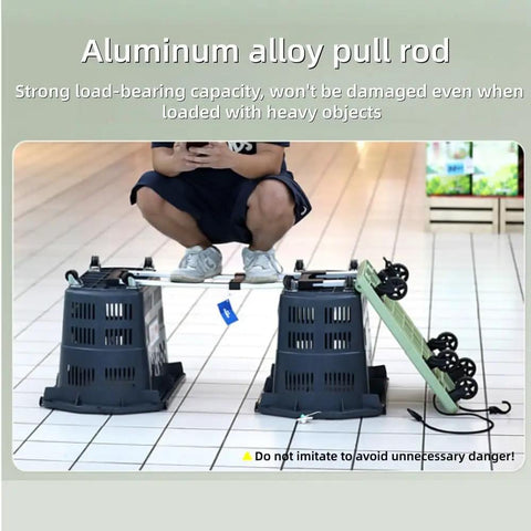 Adjustable Aluminum Folding Dolly With Six Wheels Heavy Duty Portable Hand Truck For Moving Boxes Groceries Luggage And More Includes Elastic Straps For Easy Transport And Rock Solid Stability, aluminum alloy pull rod load test