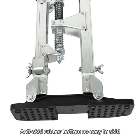 Pro Grade Aluminum Drywall Stilts 15 To 23 Inch Adjustable Lifts For Taping And Painting, showing anti-skid rubber bottoms