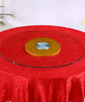 Tempered Glass Swivel Turntable 360 Degree Rotating Serving Tray With Large Base Lazy Susan, gold base on table