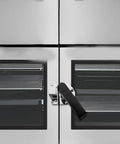 Heavy Duty Zinc Alloy Cooler Door Handle Latch with Sleek Minimalist Black Finish installed on a freezer door