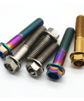 Grade Five Titanium Bolts Flange Head Screws For Mountain Bikes, multi-color, 6mm and 8mm sizes for frame fasteners.