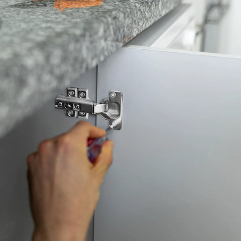 Installing heavy duty cabinet door hinges on kitchen cupboard