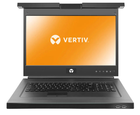Premium 1U Rack Mount Kvm Console With An Epic 18.5 Inch Lcd Widescreen Tray And Super Crisp 1600X1200 Resolution showing front view and keyboard.