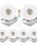 Set of 4 Inch LED Recessed Gimbal Light With Junction Box 9W 650LM CRI90 Plus ETL Listed Five Color Temperature Selectable