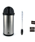 Stainless Steel Thermal Carafe Airpot Large Beverage Dispenser with accessories including pump, 5 L capacity, for serving drinks.