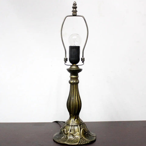 Antique bronze base for Green And Yellow Stained Glass Tiffany Dragonfly Table Lamp For Bedside And Desk Use, 12 By 12 By 18 Inches