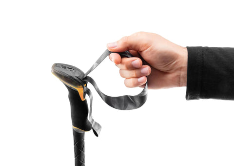 Close-up of grip and strap on Lightweight Aluminum Backcountry Ski Poles With Adjustable 100-135 Cm, Speed Lock 2 Plus Locking.