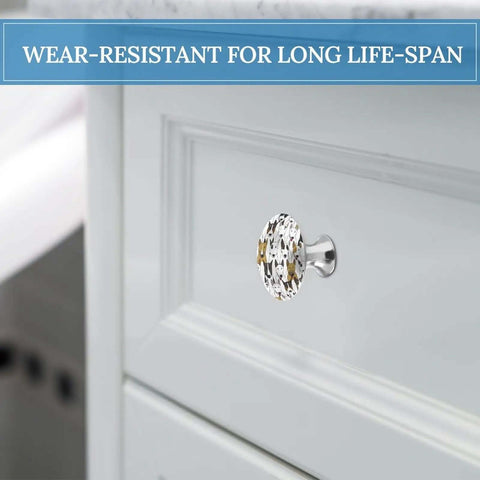 Funny Dog Bull Terrier Cabinet Knobs 2 Pack Dope Round Drawer Pulls Stainless Steel Kitchen Cabinet Hardware installed on drawer