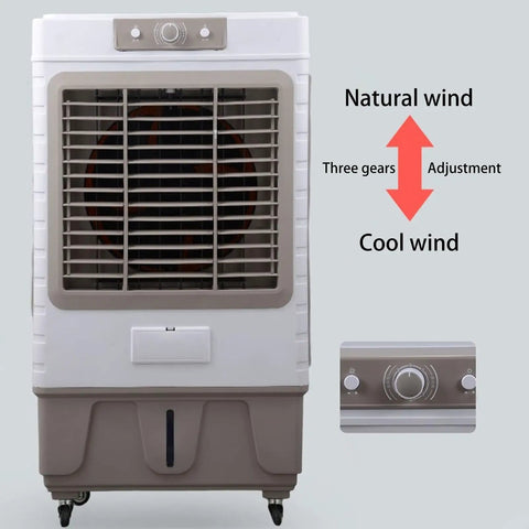 Portable 3 In 1 Evaporative Air Cooler With 3 Quick Speed Settings And Built In Water Tank, showcases front grille and control panel.