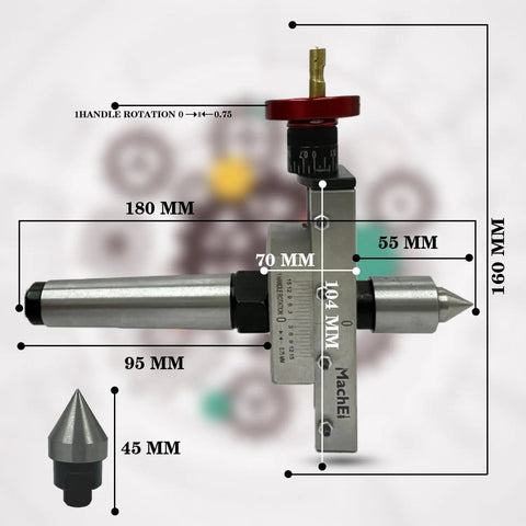 MT2 Tailstock Compatible Precision Taper Turning Attachment with dimensions for pro-grade lathe work setup