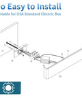 Installation diagram for Dope Matte Black 24 Inch Up And Down LED Vanity Light for Bathroom Wall Sconce