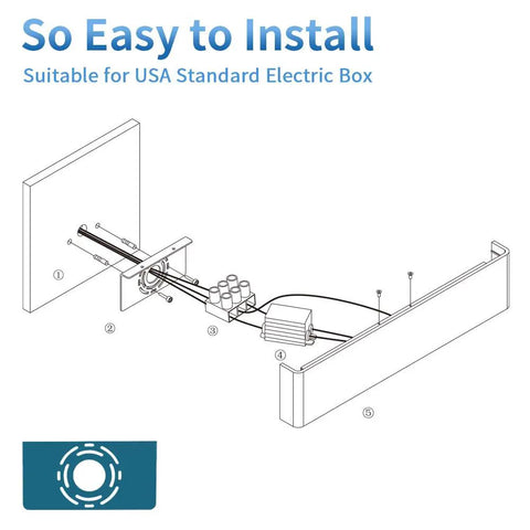 Installation diagram for 24 Inch Remote Control Dimmable Black Vanity Light Fixture With Adjustable Color Temperature 3000K To 6000K LED