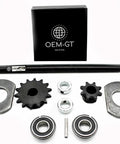 Complete Five Eighths Inch By Sixteen Inch Jackshaft Kit For Go Karts And Minibikes With Forty Forty One Chain Includes Eight Tooth And Fourteen Tooth Sprockets Bearing Hangers Sealed Precision Bearings Key And Mounting Hardware layout