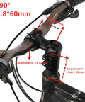 Adjustable Bike Stem With 0-90 Degree Rotation, 31.8mm Or 25.4mm Clamp, 60mm-100mm Length, Two-In-One Stem On Mountain Bike