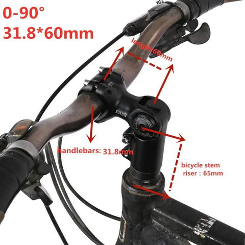 Adjustable Bike Stem With 0-90 Degree Rotation, 31.8mm Or 25.4mm Clamp, 60mm-100mm Length, Two-In-One Stem On Mountain Bike