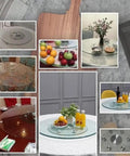 Tempered Glass Rotating Serving Tray With Aluminum Auxiliary Wheel Round Lazy Susan Turntable on a dining table