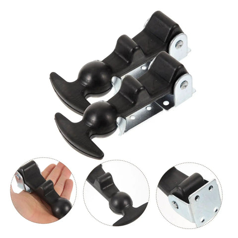 Elastic Draw Latch T Handle Lock Set for boats, toolboxes and coolers, black rubber, metal base, easy install
