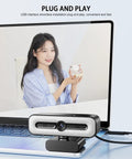 Premium 4K Webcam With Built In Ring Light And Dope Privacy Shutters For Crisp Streaming And Badass Video Calls featuring plug and play setup.